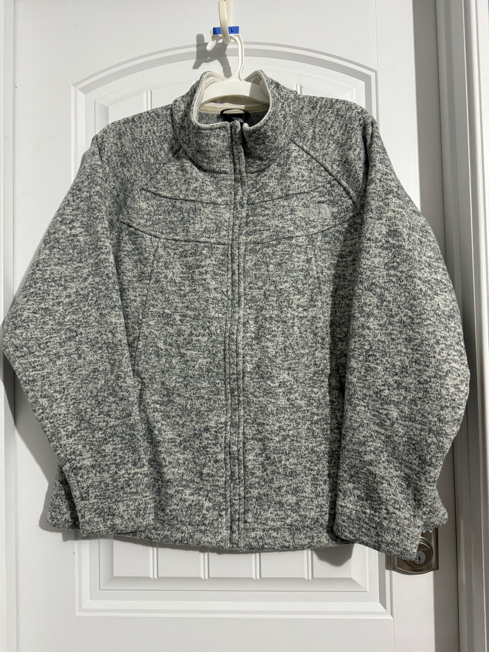 Great The North Face size XL gray white heathered full zip coat women